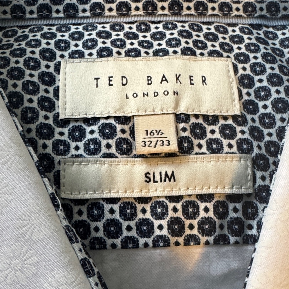 Ted Baker White Dress Shirt with Navy Contrast Trim - Picture 2 of 6
